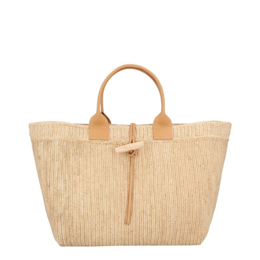 Longchamp Le Roseau Xl Leather Tote, Beige